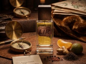 00ml elegant glass bottle of Lir fresh citrus amber luxury perfume by MI MUNDO"