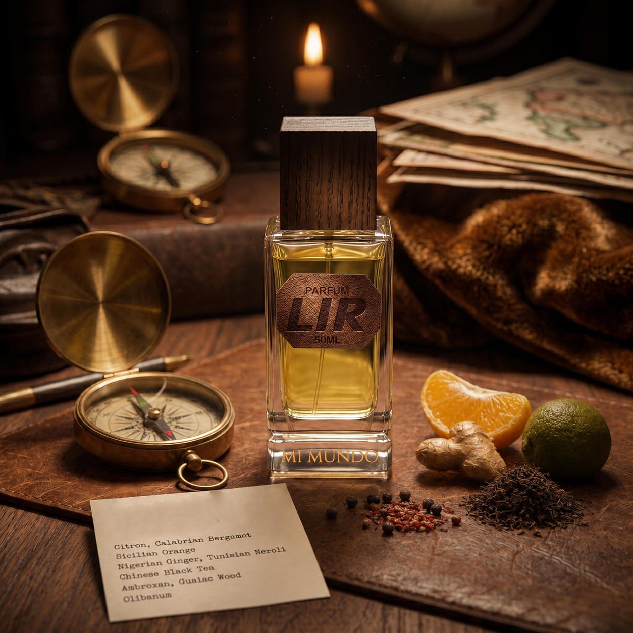 Lir Perfume: The Ultimate Fresh Citrus & Amber Luxury Fragrance 1 00ml elegant glass bottle of Lir fresh citrus amber luxury perfume by MI MUNDO"