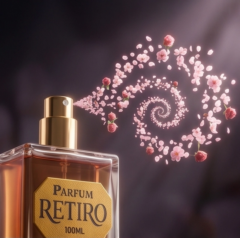 Retiro perfume, cherry blossom perfume for woman 4 100ml elegant glass bottle of Retiro sweet floral luxury perfume by MI MUNDO