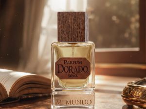 100ml elegant glass bottle of Dorado fruity floral luxury perfume by MI MUNDO